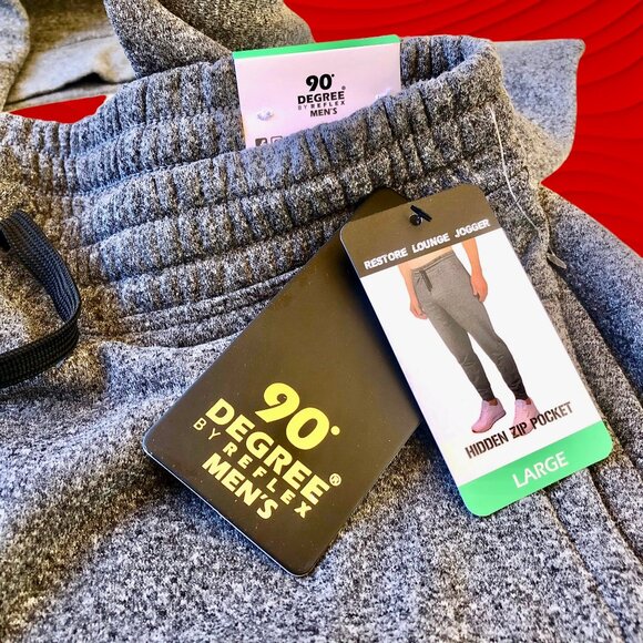 90 Degree Sweatpants By Reflex Lounge Jogger Zip Pockets Gray Mens Large NEW - Picture 5 of 11